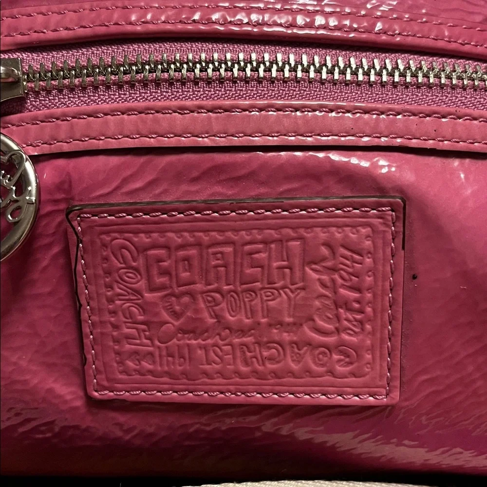 Coach Pink Patent Leather Shoulder Bag, vintage, poppy, - Picture 4 of 17